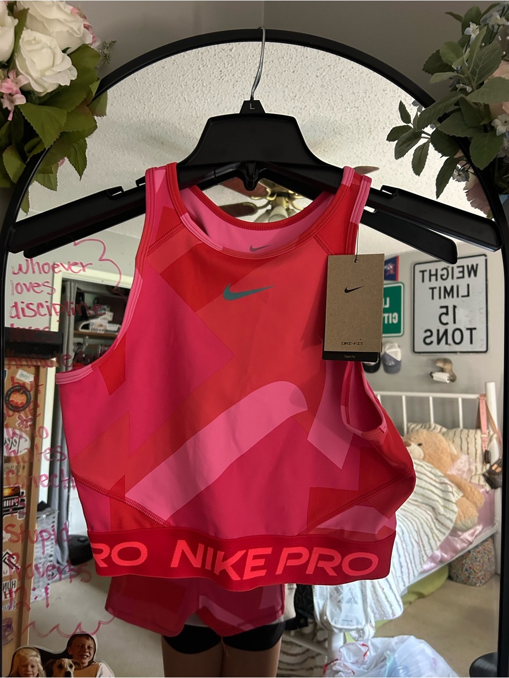 Nike Pink and Red Training Crop Tank